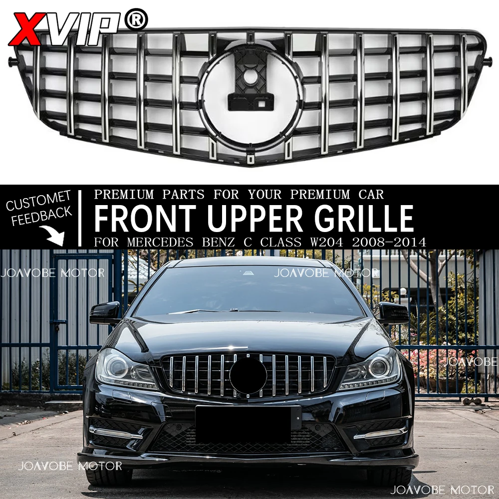 

XVIP Chrome Silver GTR Style Racing Grille Upper Grill For Mercedes Benz C-Class W204 2008-14 C180 C200 C230 C250 C280 C300 C350