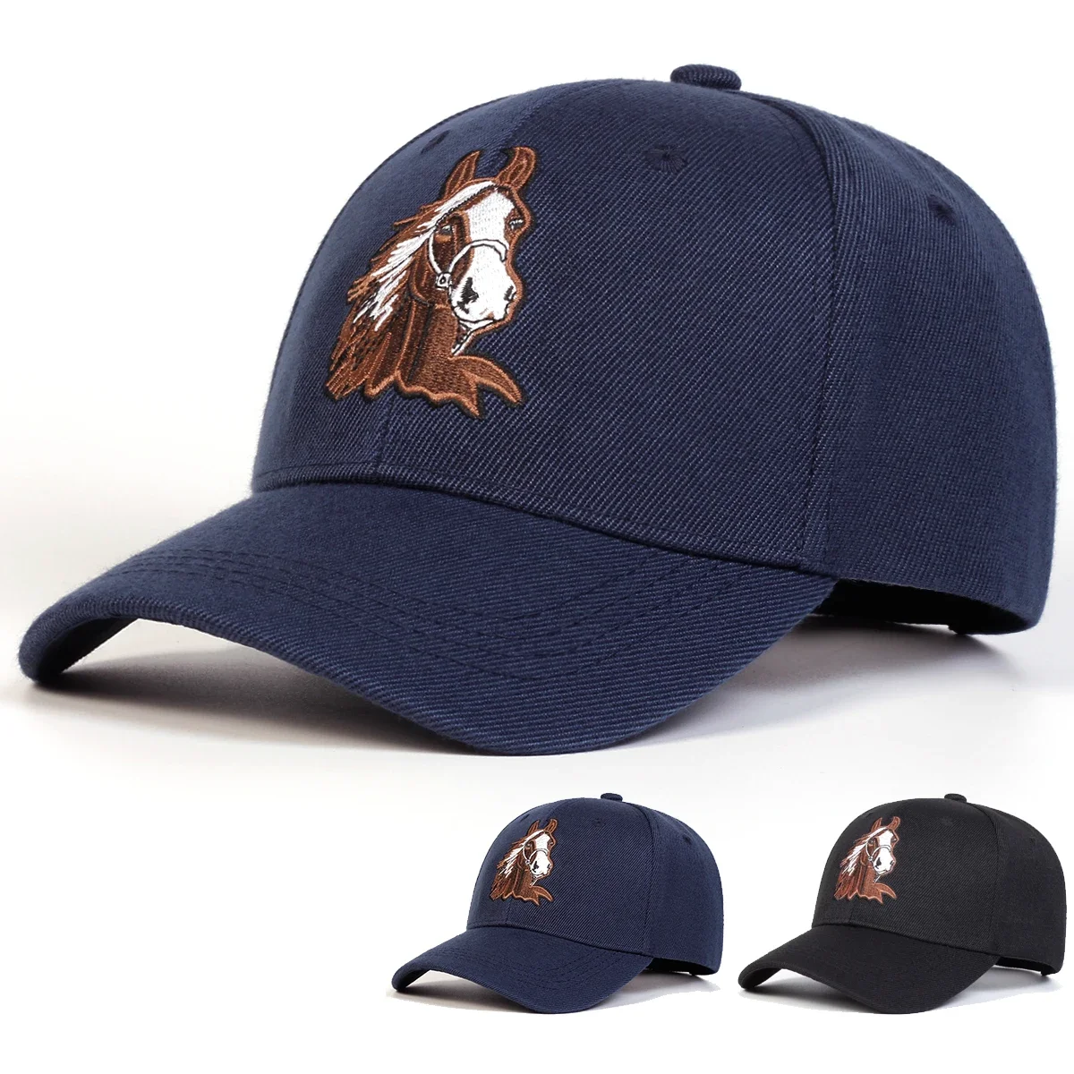 Unisex-Baseballmützen mit Pferde-Stickerei, für Frühling und Herbst, für den Außenbereich, verstellbare Freizeithüte, Sonnenschutzhut