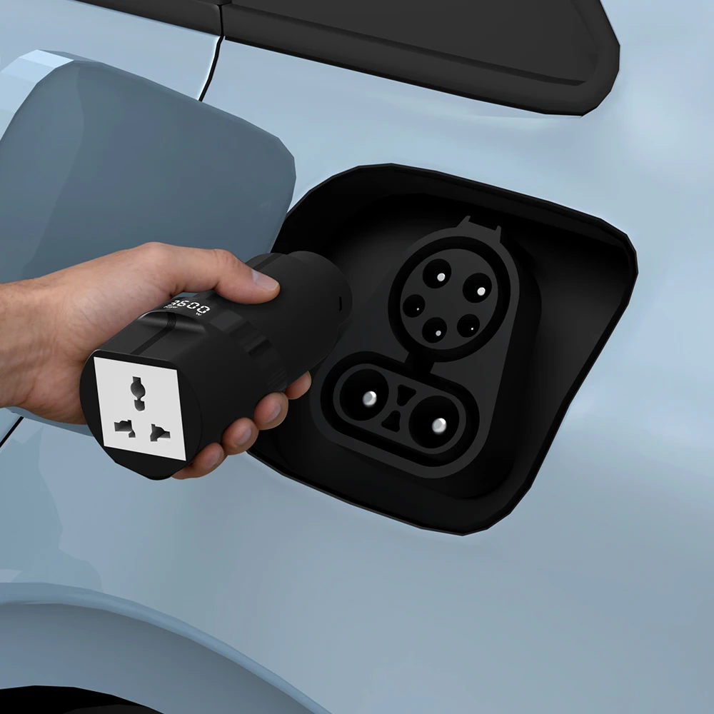 Portable V2L Discharger for Jaecoo J7 PHEV BYD Geely MG Xpeng G6 Type 2 to German Schuko Vehicle Load Adapter for Outdoor Life