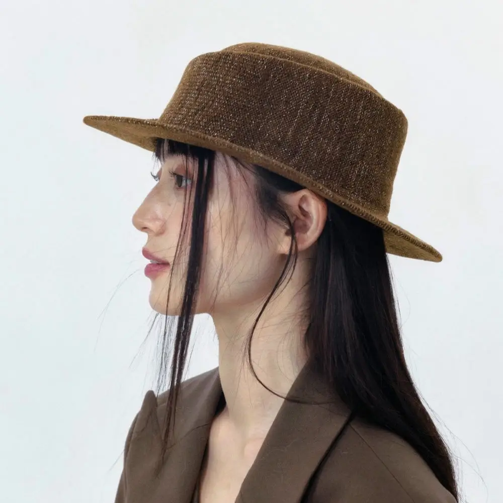 Elegant Brown Equestrian Cap Women Trendy Retro Felt Fedora Hat Spring Autumn Fashionable Casual Daily Sun Hat