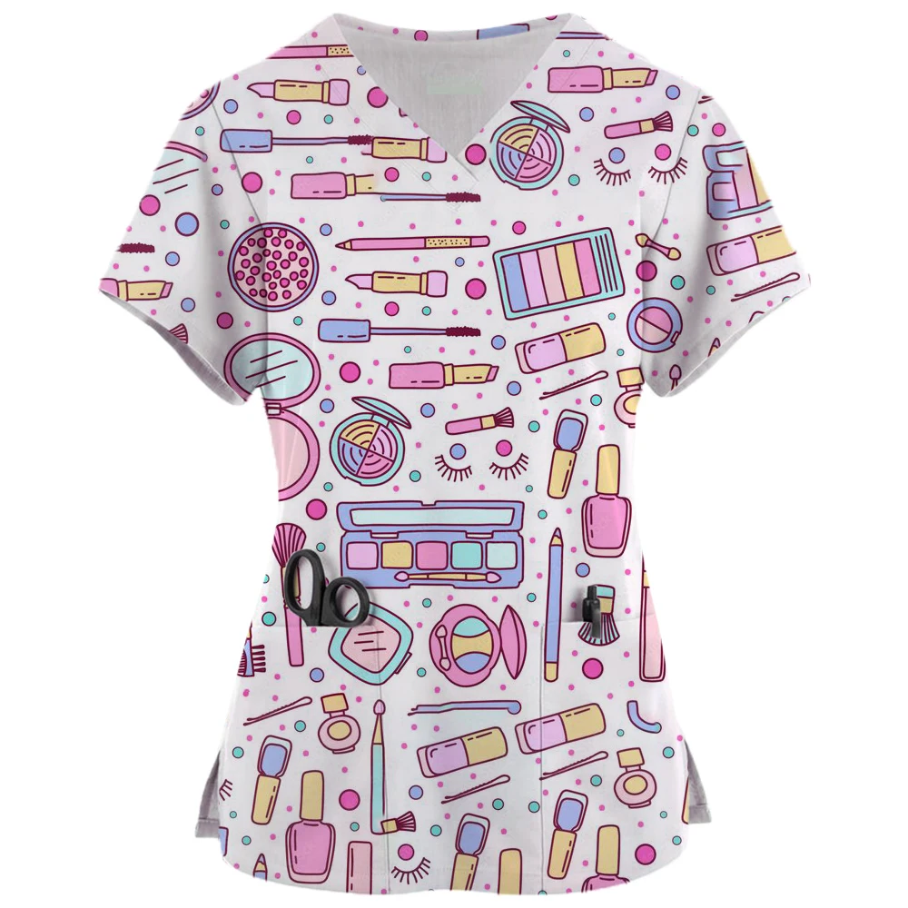 Wholesale Nurse Uniform Women Hospital Accessories Doctor Nurse Surgery Scrubs Tops Cosmetic print Pet Store Work Clothes