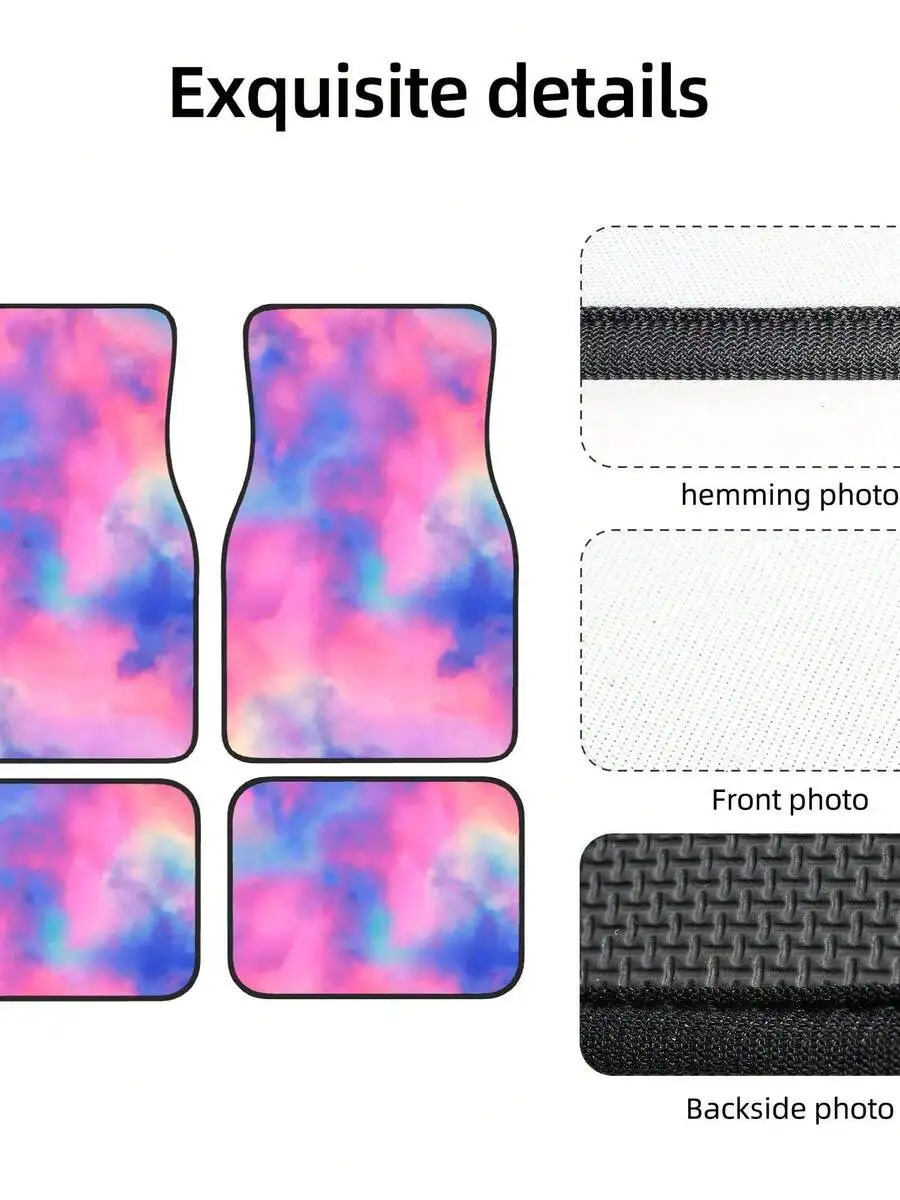 Bright Tie Dye 4-Piece Custom Printed All-Weather Floor Mats - Universal Fit For Suv, Truck, Van| Easy Clean