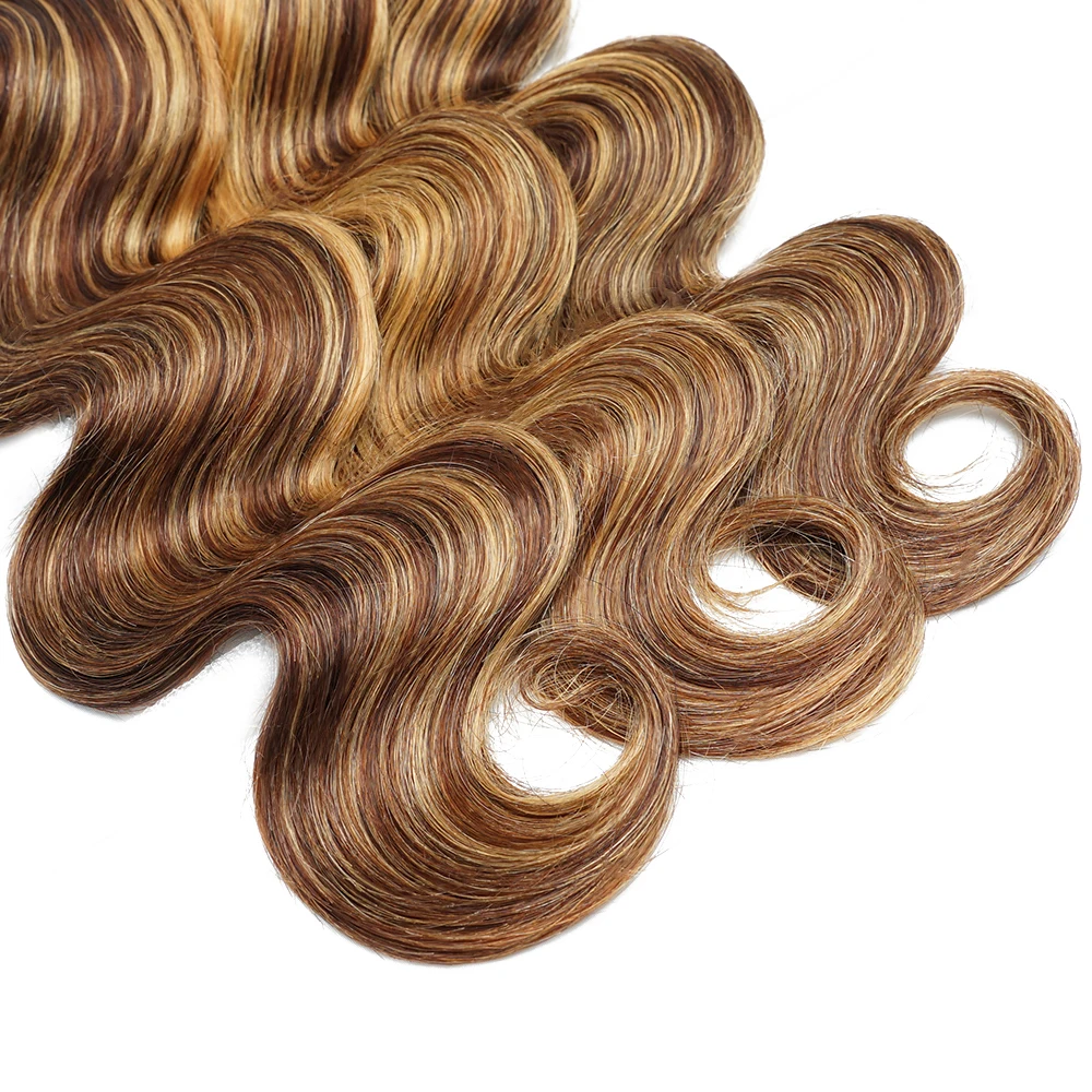 Body Wave บราซิล 24 นิ้วผมมนุษย์รวมกลุ่ม 1 3 4 Full และหนา P427 สี Remy Hair Extensions Human Hair Tissage