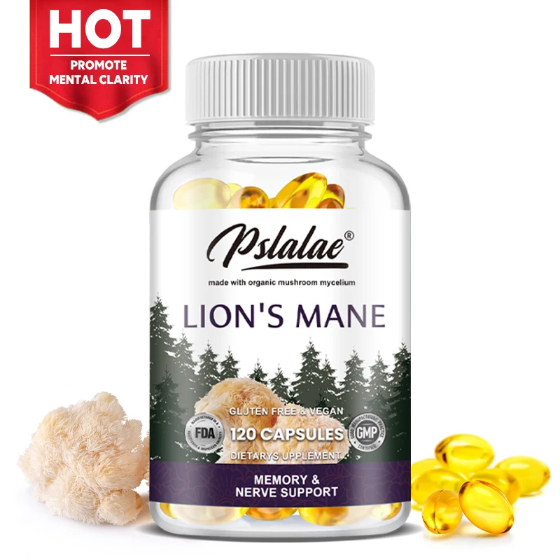 Premium Lion's Mane Capsules, Promotes Mental Clarity, Focus and Memory, Mushroom Supplement, Original Flavor Non-GMO