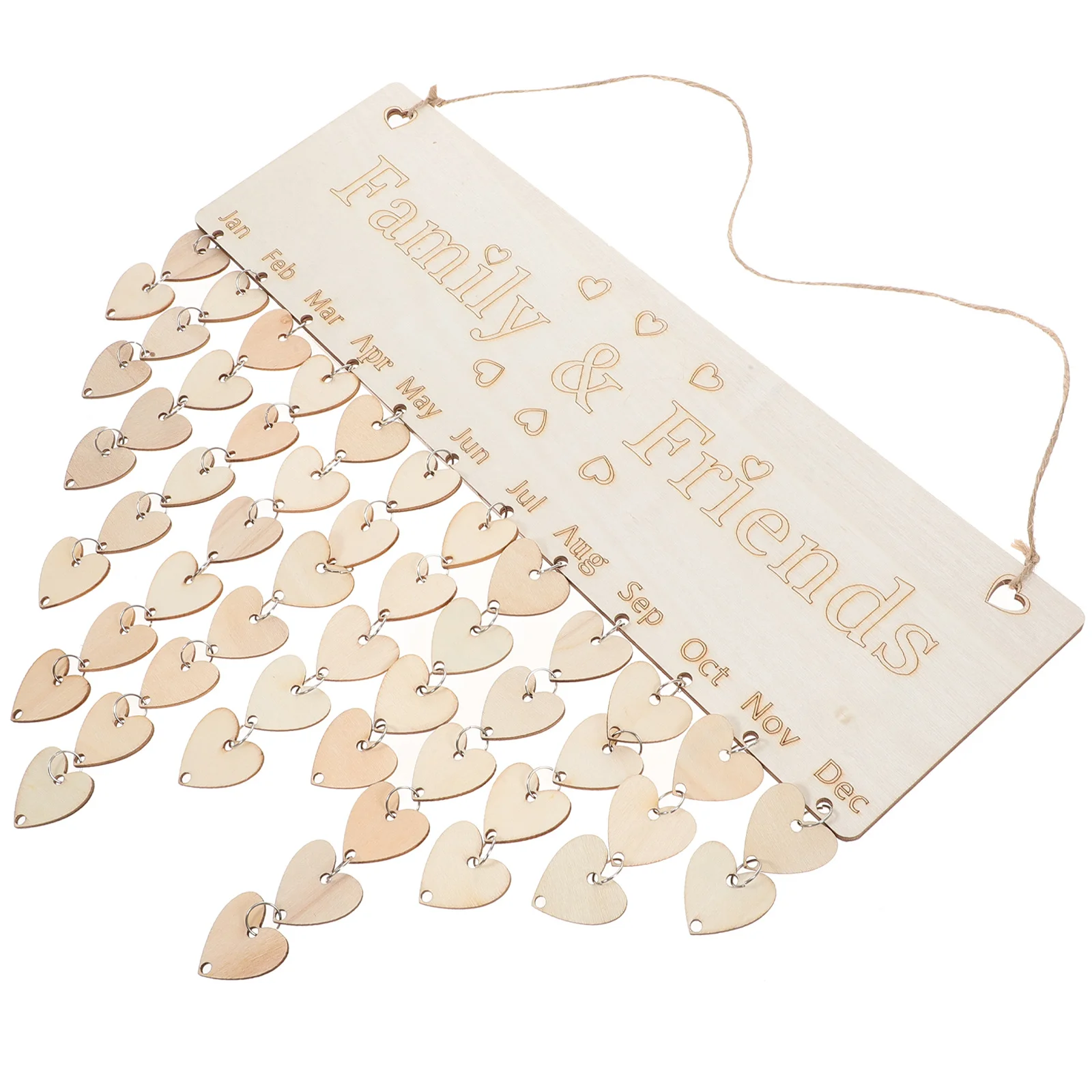 

1Set DIY Wooden Family Birthday Calendar Kit Easy Assemble Hanging Board with Round Heart Tags for Classroom Home Wall Decor