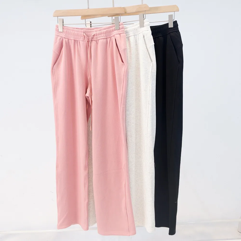 

Autumn Winter Yoga Fleece-Lined Straight Pants Women Loose Casual High-Waisted Wide-Leg Pants Warm Sweatpants Slimming Cold-Proo