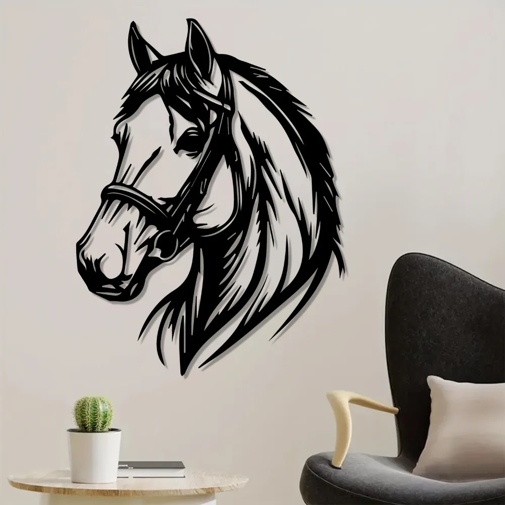 Rustproof Horse Head Metal Wall Sculpture Dynamic Iron Wall Decor Gift For Equestrian Lovers Home Ornament