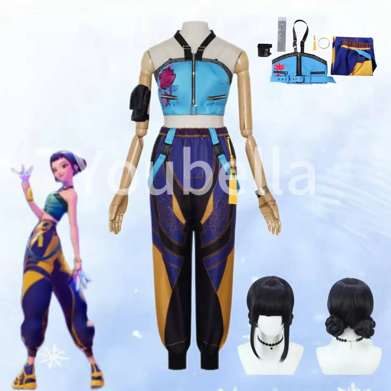 

KPop Demon Hunters zoe cosplay stage costume and wig Christmas Play Role Clothes Clothing Women Halloween Party Roleplay