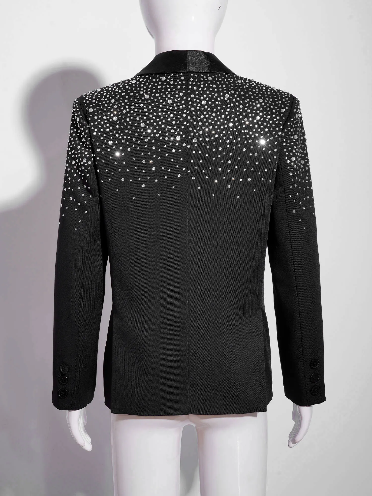 Kids Boys Party Blazer Jacket Dancewear Shiny Rhinestone Lapel Long Sleeve Fully Lined Outerwear Evening Wedding Proms Tuxedo