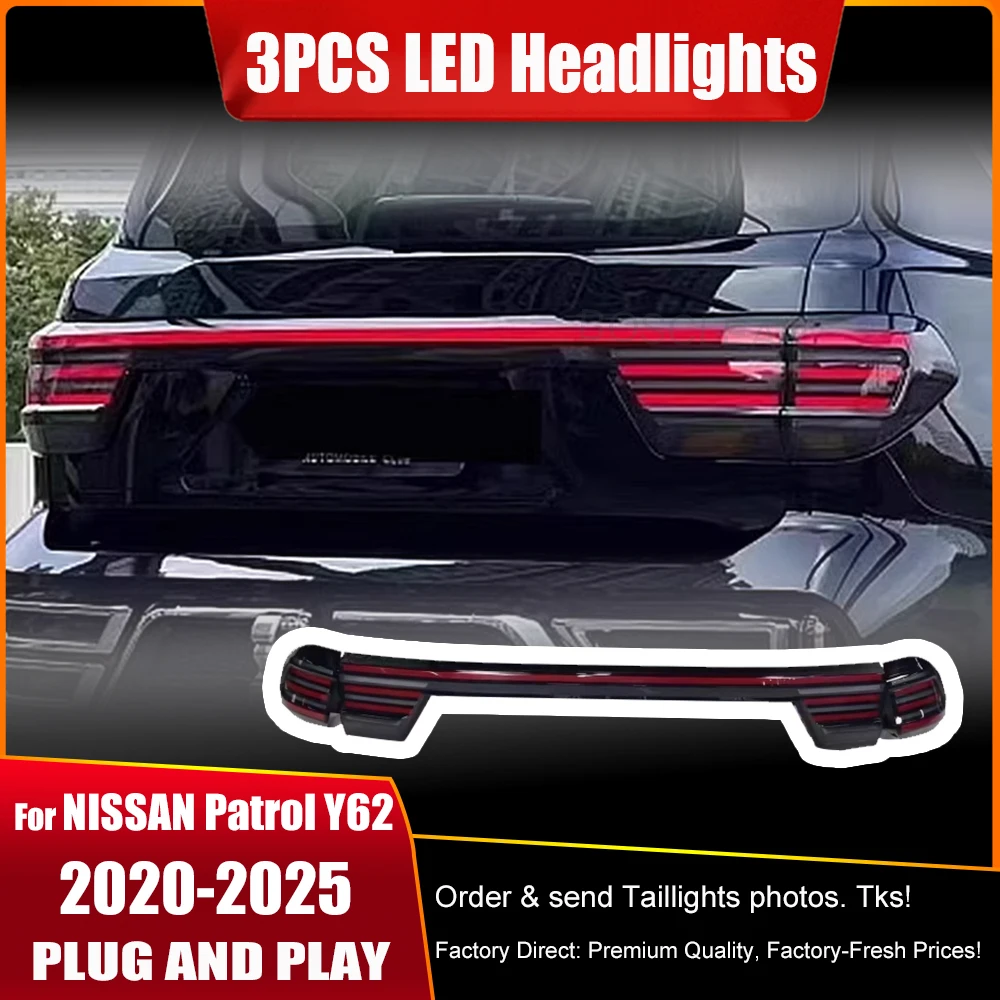 Body Kit Led Taillight Assembly Through Lamp for Nissan Patrol Y62 2020 - 2025 Convert Turn Signal Brake Light Car Accessories
