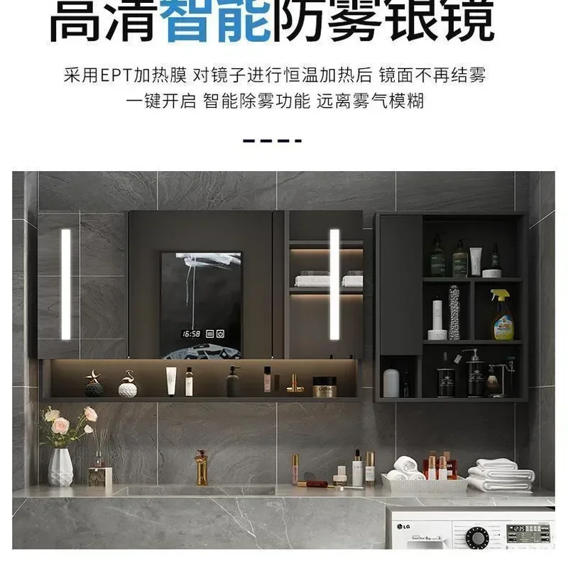 Nordic Slate Bathroom Vanity Cabinet with Integrated Washbasin and Washing Machine Storage Smart Modern Design for Home Use