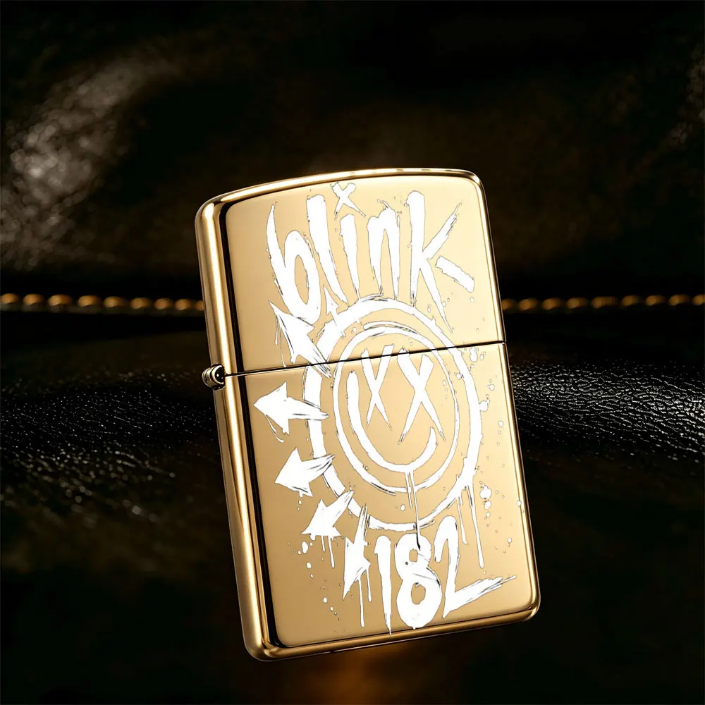 Pocket Lighter, Flip-Top Windproof Design, Metal Case, Smiley Face Print, Comfortable Grip, Portable Durable, Black Fashion Style