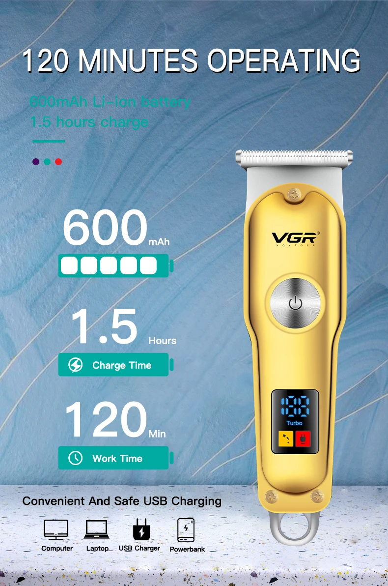 VGR 290 Mini Hair Cutting Machine Cordless Electric Hair Clipper Professional Bald Haircut Machine Barber Hair Trimmer for Men