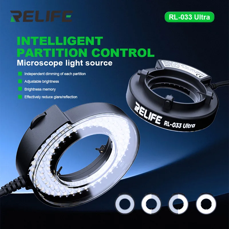 RELIFE RL-033 Ultra Microscope LED Ring Light with 105 LEDs Diameter 57.5mm USB Powered Adjustable Brightness Light Source Tools