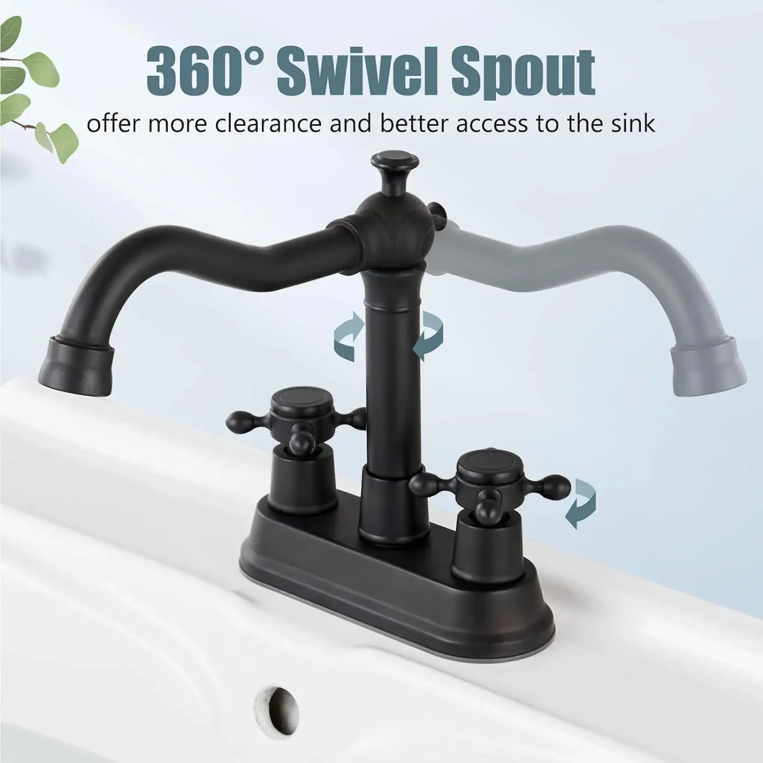Antique Faucet Black Retro Three Piece Set for Two or Three Holes Dual Handles Rotating Basin Faucets Hot and Cold Mixer