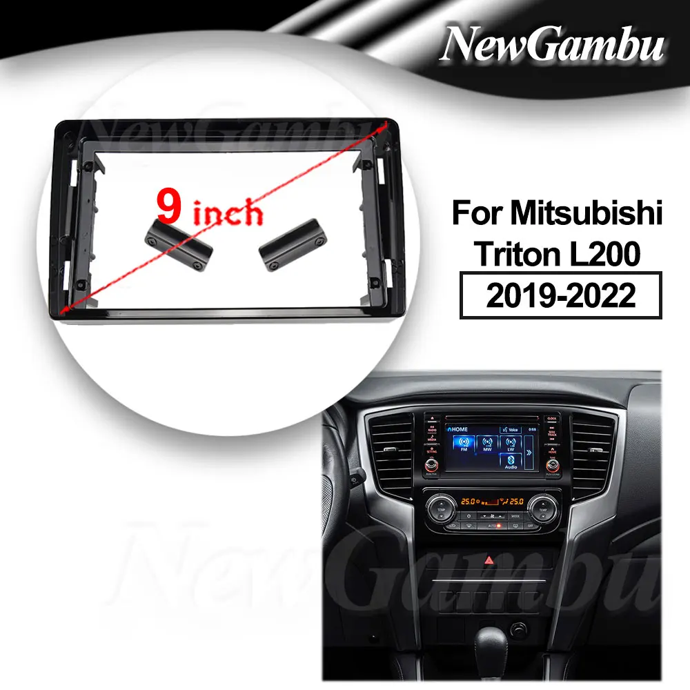 Marco de 9 pulgadas para Mitsubishi Triton L200 2019-2022, adaptador de Audio sin Cable, Kits de ajuste de tablero, Panel Facia