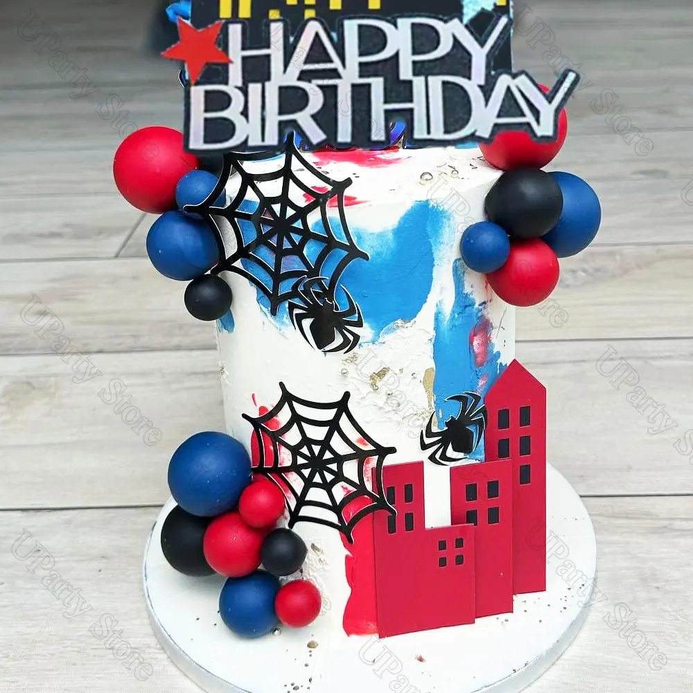 60 Stück rot blau schwarz Kugeln Kuchendeckel 2-4 cm Schaumstoffkugeln Kuchendekorationen für Spinne Geburtstag Abschlussfeier Kuchen Dekor Gastgeschenk – Detail 6