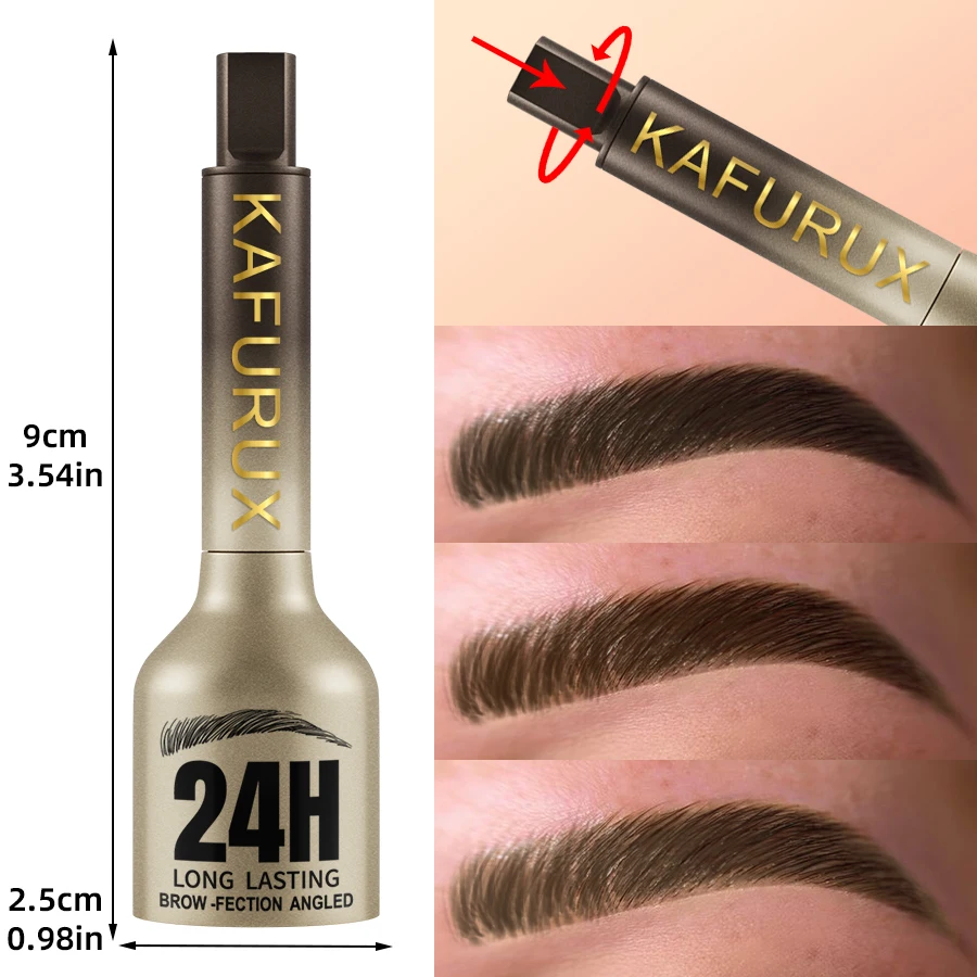 3D Dye ดินสอเขียนคิ้ว Hairling Anti-smudge กันน้ําติดทนนานสีดําสีน้ําตาลแปรงขนาดใหญ่ธรรมชาติ Eyebrow Enhancers ครีม