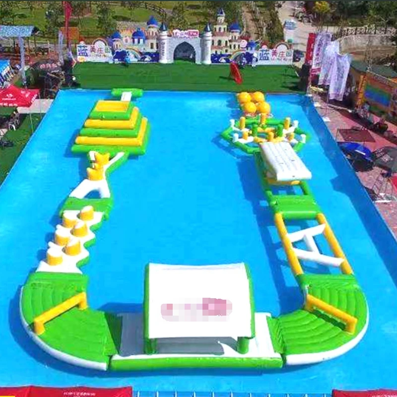 Inflatable Floating Castle Mobile Water Park Bracket Pool Inflatable Water Obstacle Float Foreign Ball Pool Toy Big Slide Set