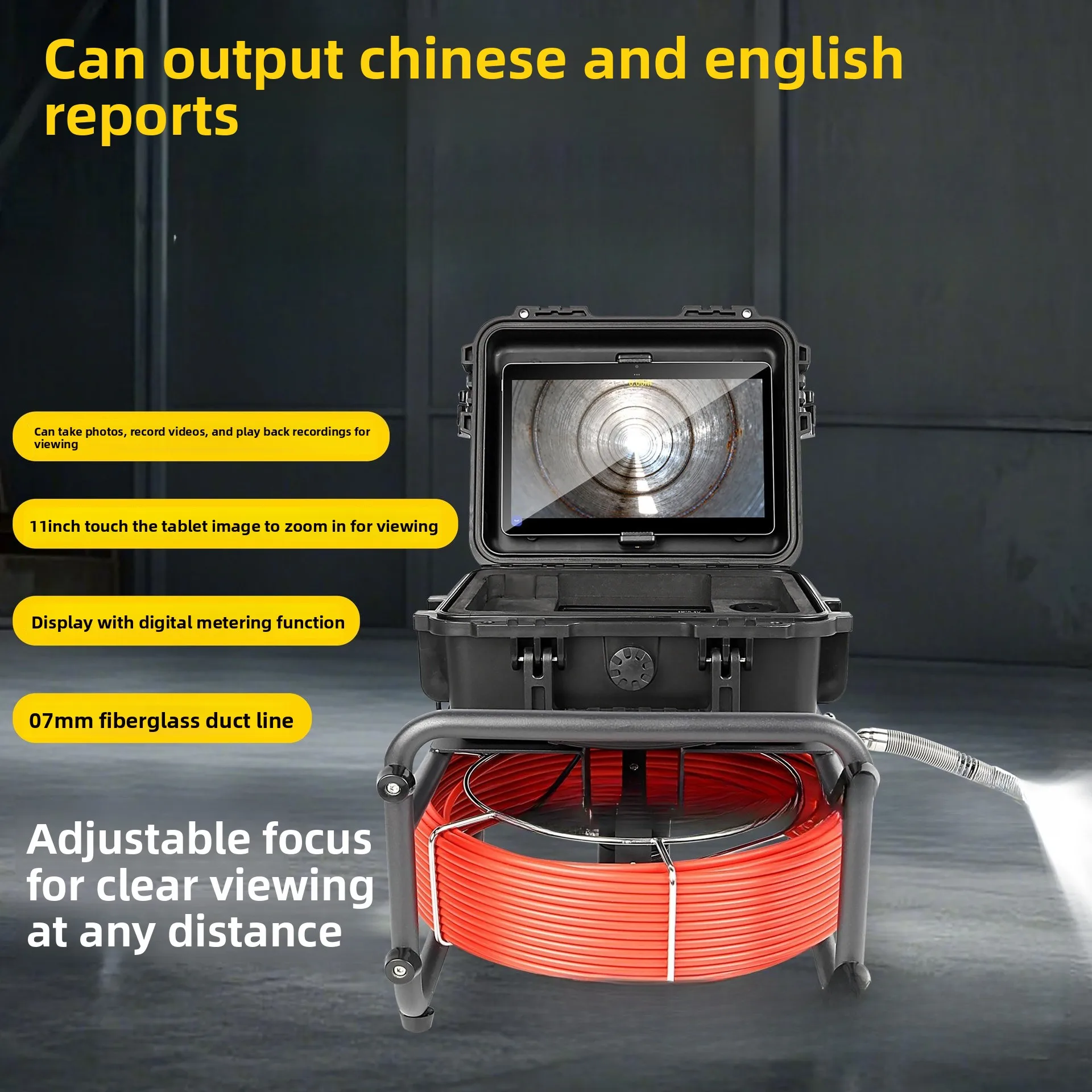 HD Zoom Industrial Endoscope Waterproof Video Inspection Camera for Pipeline Sewer Drain Checking