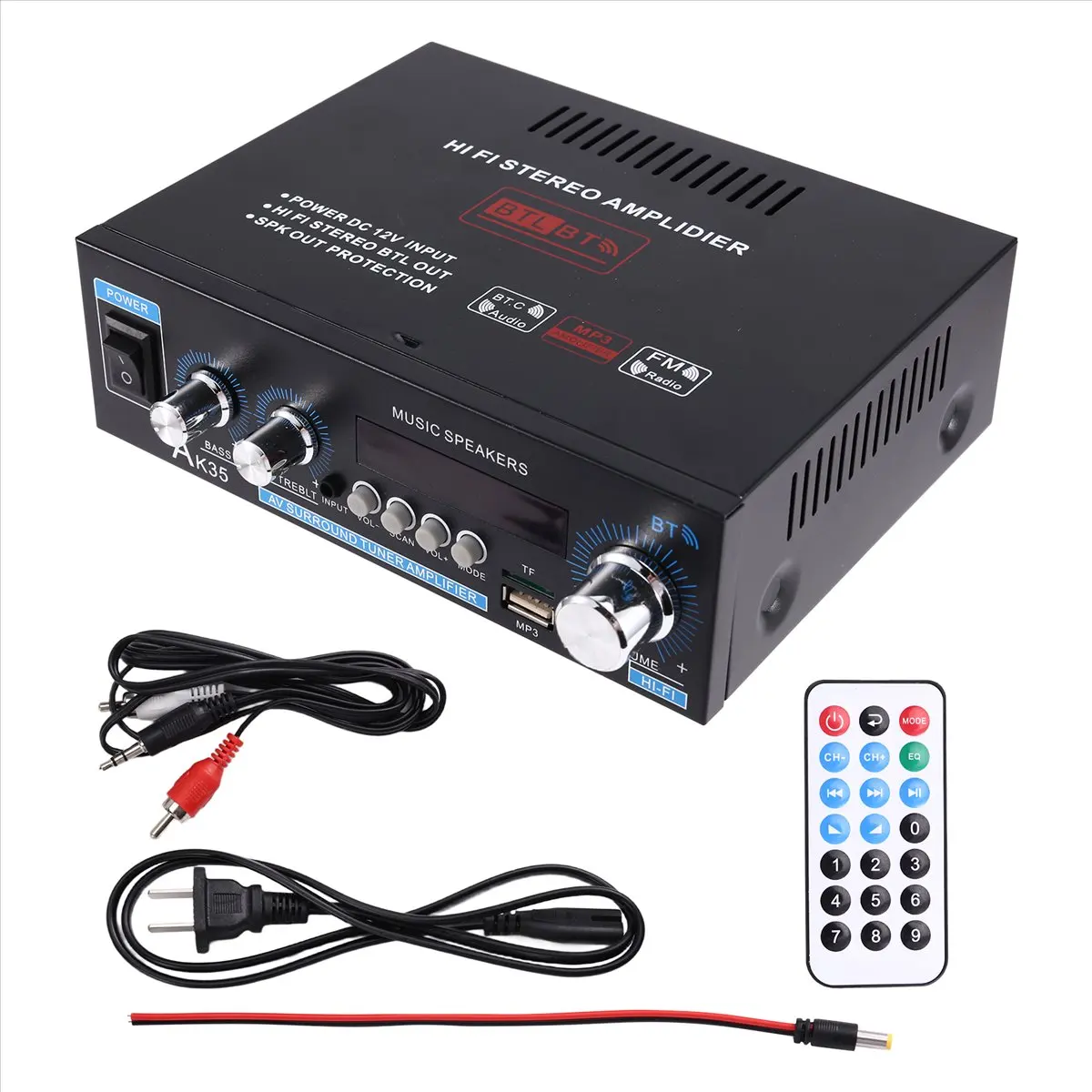 

AK35 800 Вт цифровые усилители аудио мощность Bluetooth AMP Hi-Fi FM сабвуфер динамики для автомобиля лодка караван американская вилка [AA74-AAA]