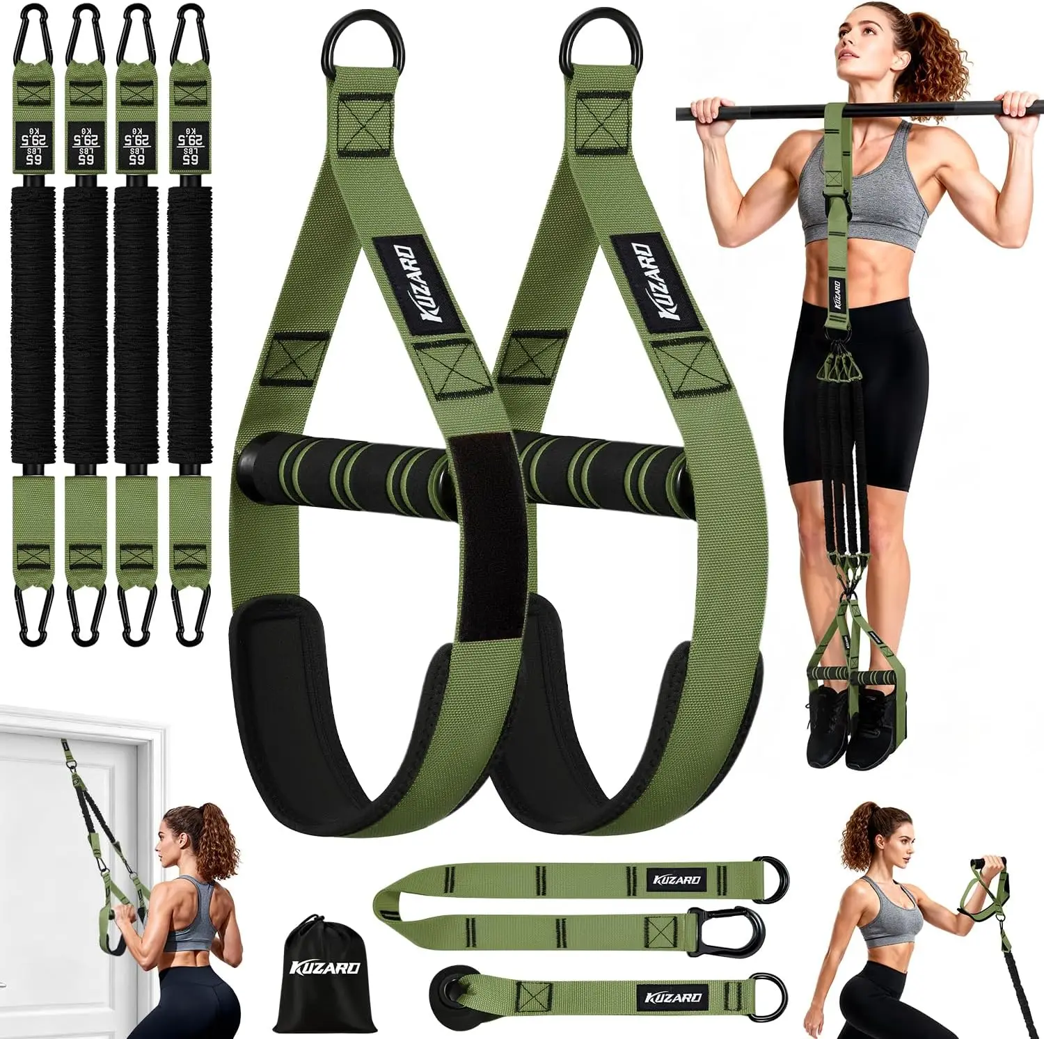 

Heavy Duty Pull Up Assistance Bands for Women with Handles and Door Anchor, Full Body Workout Set for Home Gym