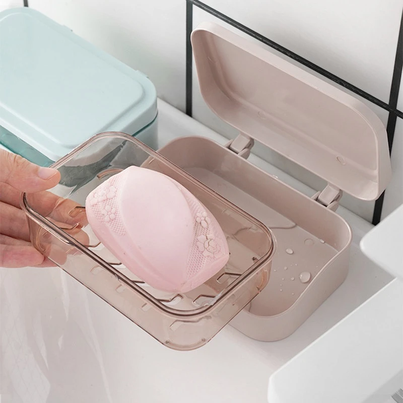 Double Layer Soap Box Travel  Soap Dish With Drainage System Transparent Storage Container For Bathroom