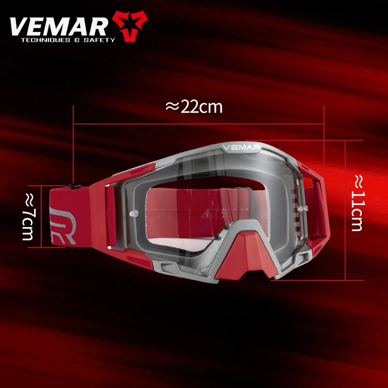 VEMAR Motorcycle Goggles - Windproof Motocross Glasses with UV Protection for Skiing, Cycling & Off-Road Racing