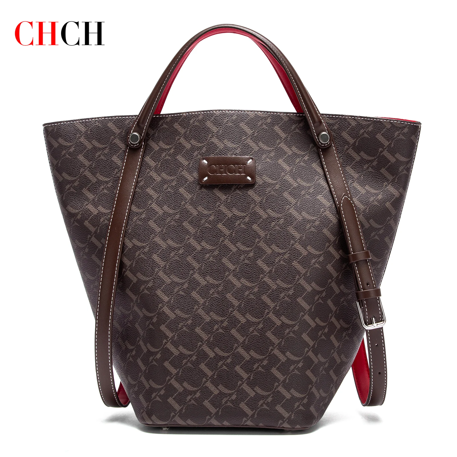 

CHCH Women's Tote Bag 2025 New Coffee Color Simple Retro Large Capacity Handbag Dual purpose Women's Shoulder Bag
