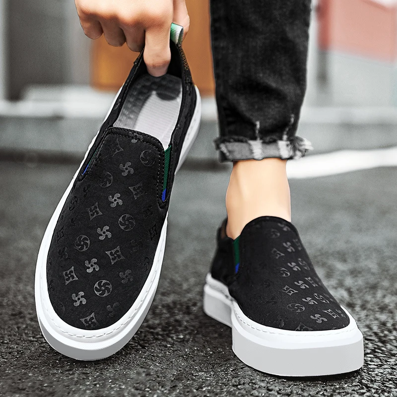 Männer Casual Luxus Druck Schuhe Bequeme Outdoor Schuhe Dicken Boden Slip-On Schuh Trainer Skate Wohnungen Walking Turnschuhe 39-44