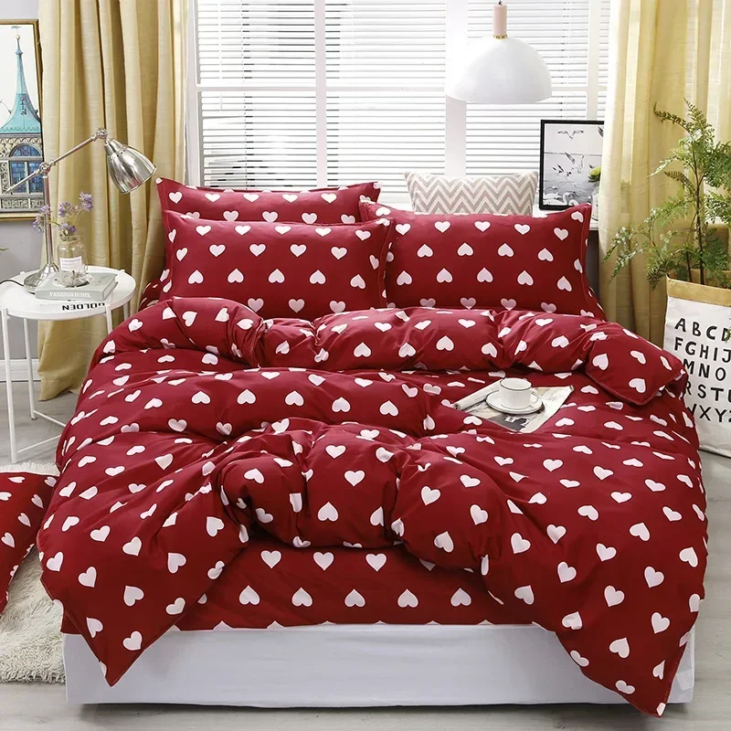 Simple Duvet Cover Set Nordic Bedding Set Heart Plaid Quilt Cover Bed Sheet 220x240 King Size Single Double Queen Bed Linens