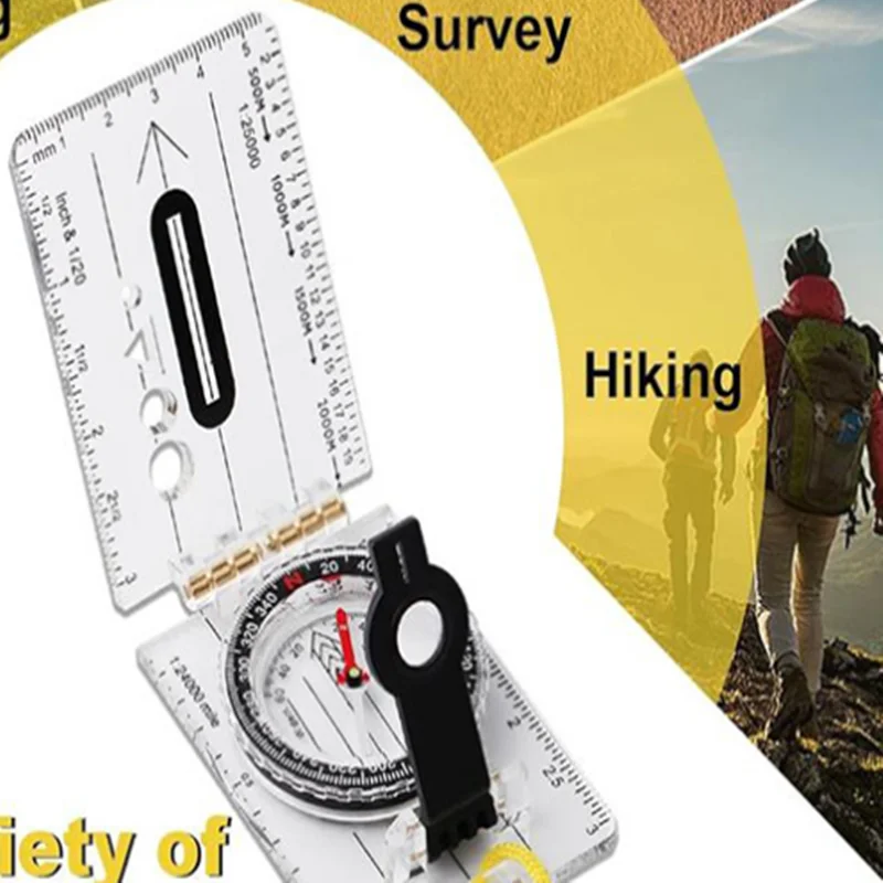

1Set Professional Outdoor Hiking Survival Guide Tool Compass Map Scale Ruler Folding Drawing Multifunctional Waterproof
