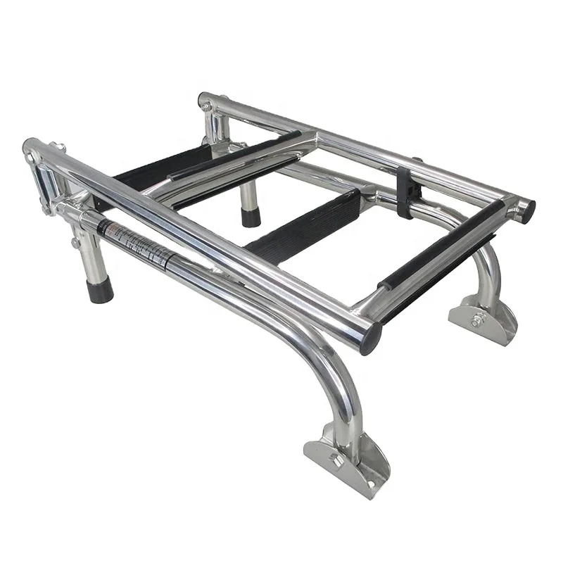 

Stainless Steel 316 Marine Folding Boat Ladders 2+2 Steps Length 34.5 Inch Width 8 Inch with Handrails Boat Hardware
