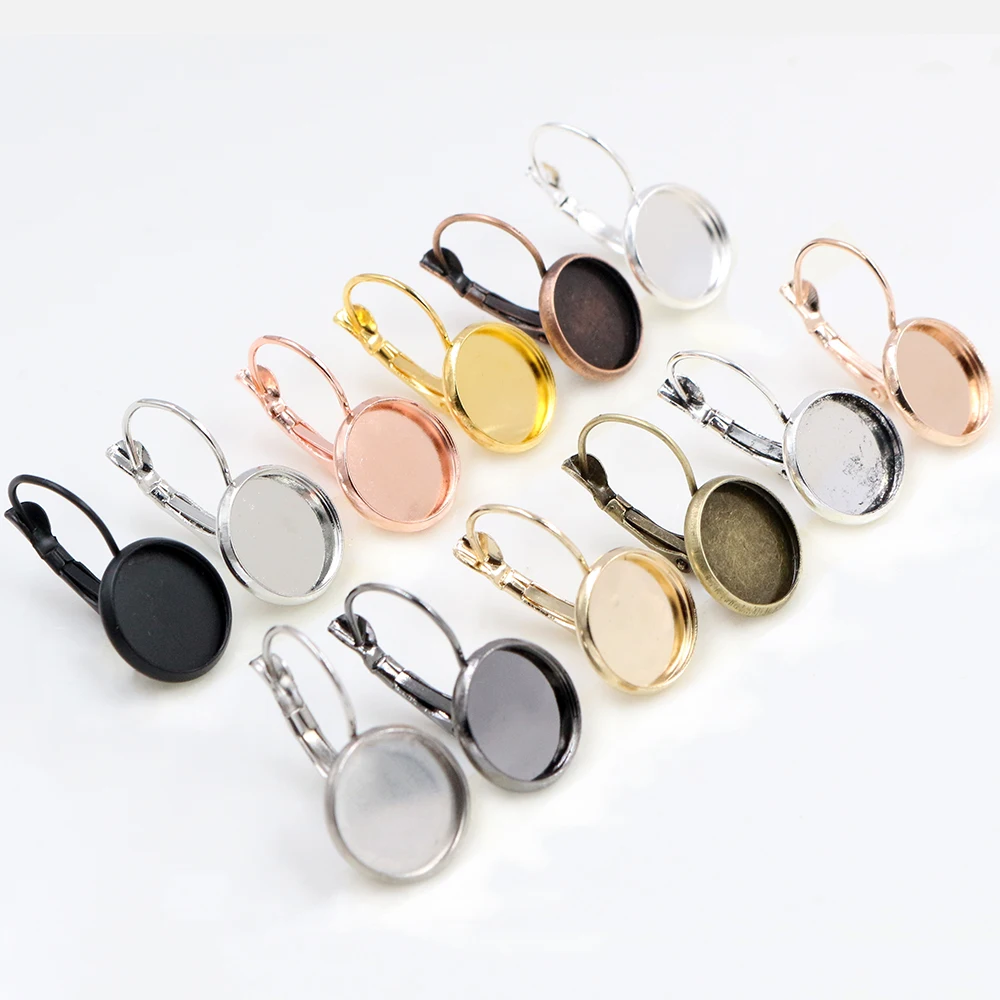 8-20mm 10pcs Classic 10 Colors Series French Lever Back Earrings Blank/Base,fit 8-20mm glass cabochons,buttons;earring bezels