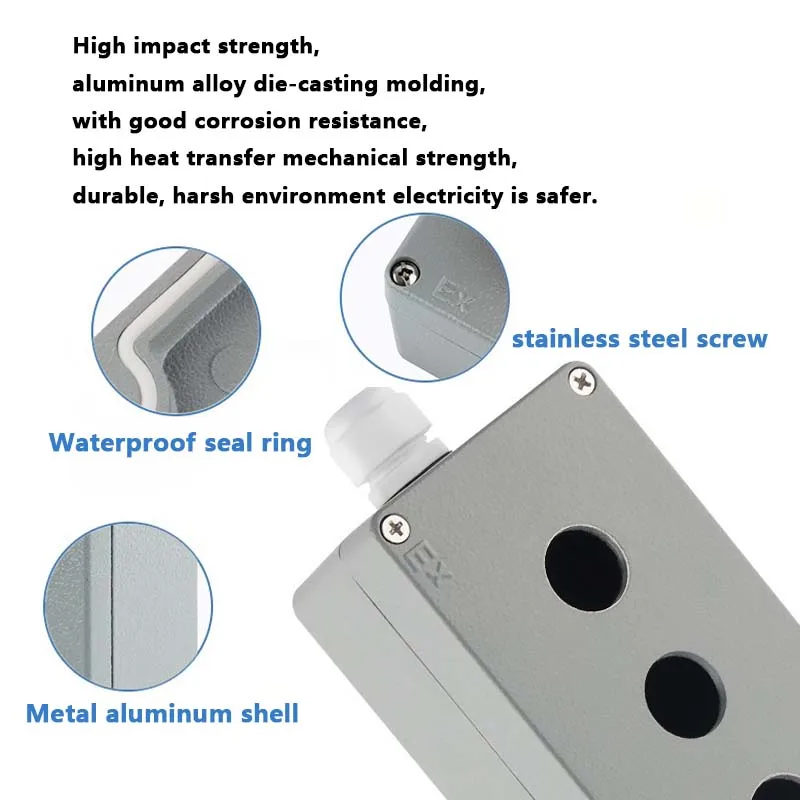 Metalowy odlew aluminiowy wodoodporny przycisk przełącznik sterujący pudełko 22mm wyłącznik zatrzymania awaryjnego pudełko na guziki ze stopu aluminium 1234 otwór