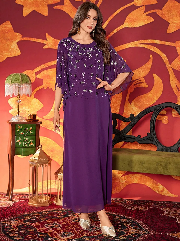 Dubai Diamonds Abbayas for Women Muslim Dress Abayo Turkey Kebaya Caftan Party Marocain Arabic Islamic Femme Musulmane Vestidos