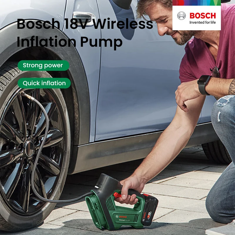 Electric Inflator For Tire BOSCH Digital Display Inflation Pump Tire Pressure Monitor 3pcs Gas Nozzle 150PSI 30L/min Air Pump