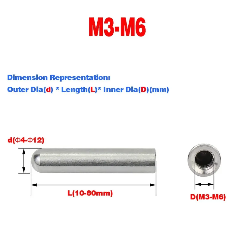 

304 Stainless Internal Thread Hollow Pin for Side Locking and Module Connection in Precision Equipment M3 M4 M5 M6