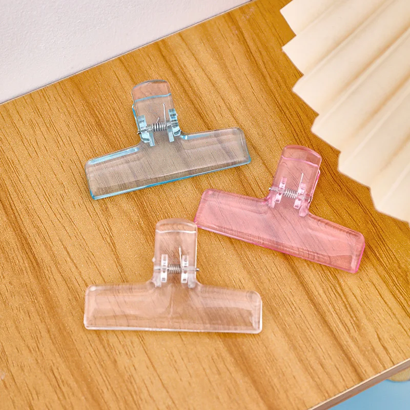 10Pcs Mixed Styles Clear Acrylic Jelly Clips Ins Cute Long Tail Clips for Student Paper Ticket Handbook Document Organizer