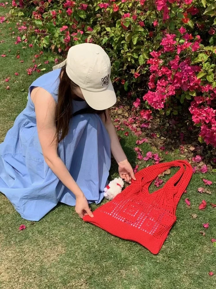 Faionable Versatile Borsa a tracolla grande Capaci da donna Borsa in tessuto scavato Borsa sotto le ascelle Borsa tote semplice casual