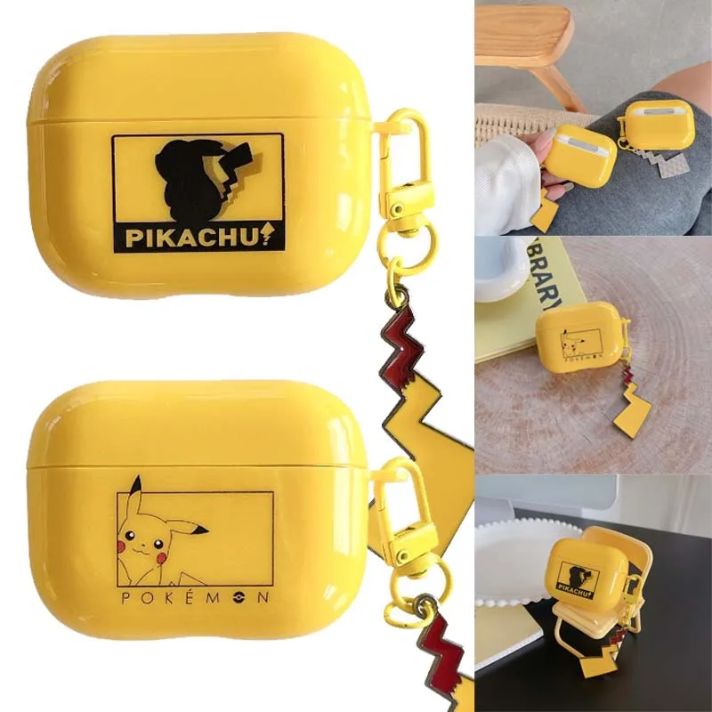 

Pikachu TPU Soft Case with Lanyard Strap for Airpods 4 3 2 1 Pro Creative Shock Absorption Earphone Cases Accessories Gifts New