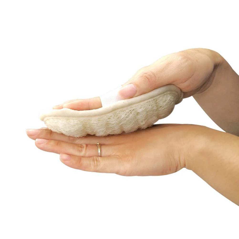 Natural Loofah Sponge Exfoliating Bath Sponge Pad Soft Cloth Backing Body Scrubbing Glove