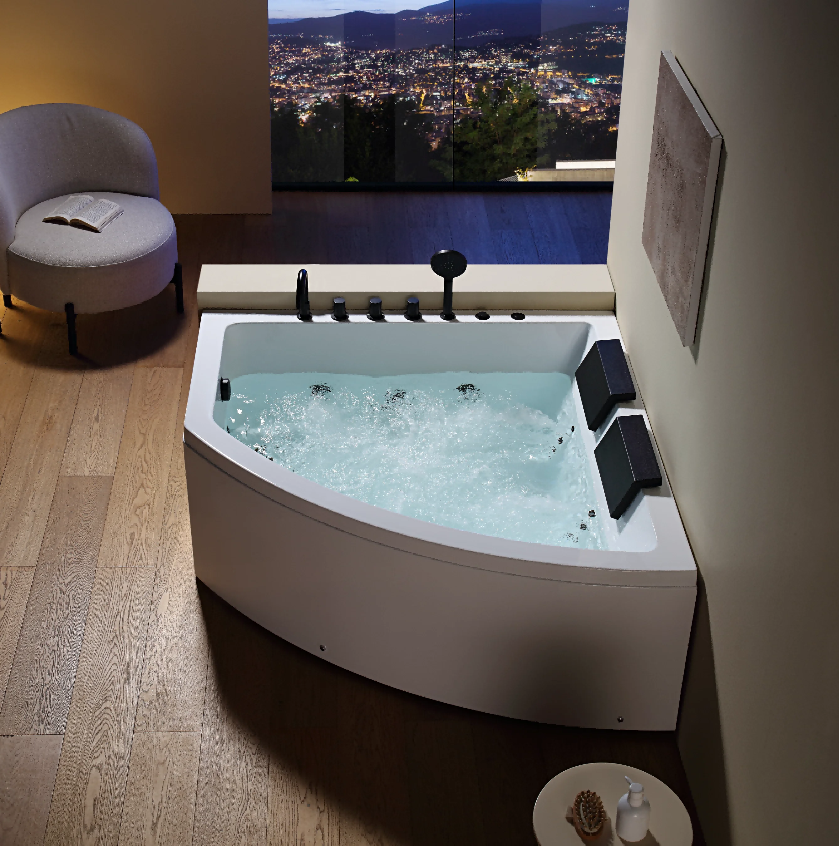Whirlpool BathAFFIANRE Walk-in Bathtub Spa Comfortable 2-Person Whirlpool Massage Combo For Indoor Villa French For Apartment Be