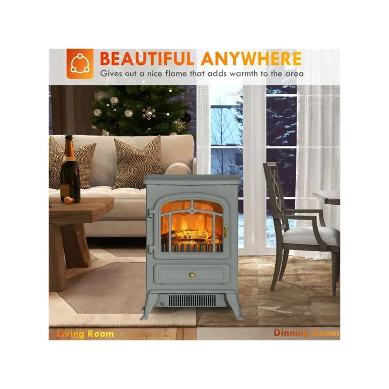 

Electric Fireplace Heater with Adjustable Thermostat and Remote Control for Home and Office - Cozy Living Solution with