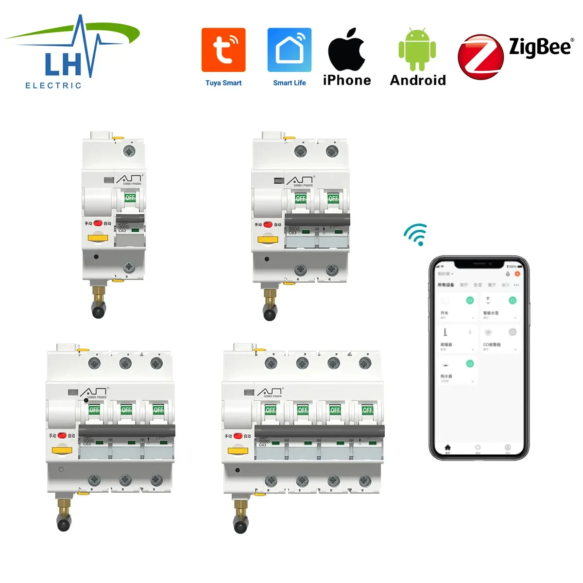 MCB Tuya ZigBee inteligentny przerywacz przełącznik pilota sterowania funkcją automatycznego zamykania inteligentne życie 63A 1P 2P 3P 4P