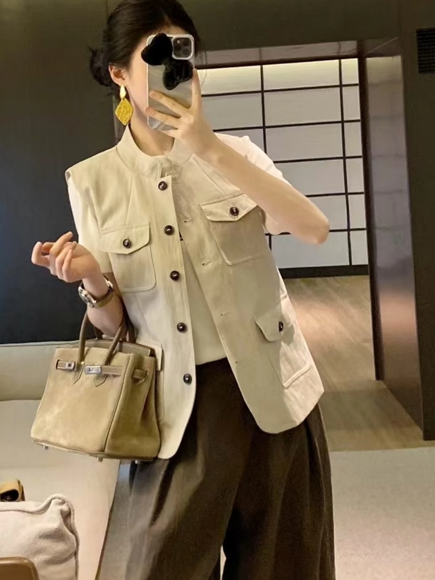 

plus Size 300 Pou Women's Jaet with Multiple kets Stand Collar Svel Autumn Workwear Sle Vest Korean Sle Loo...