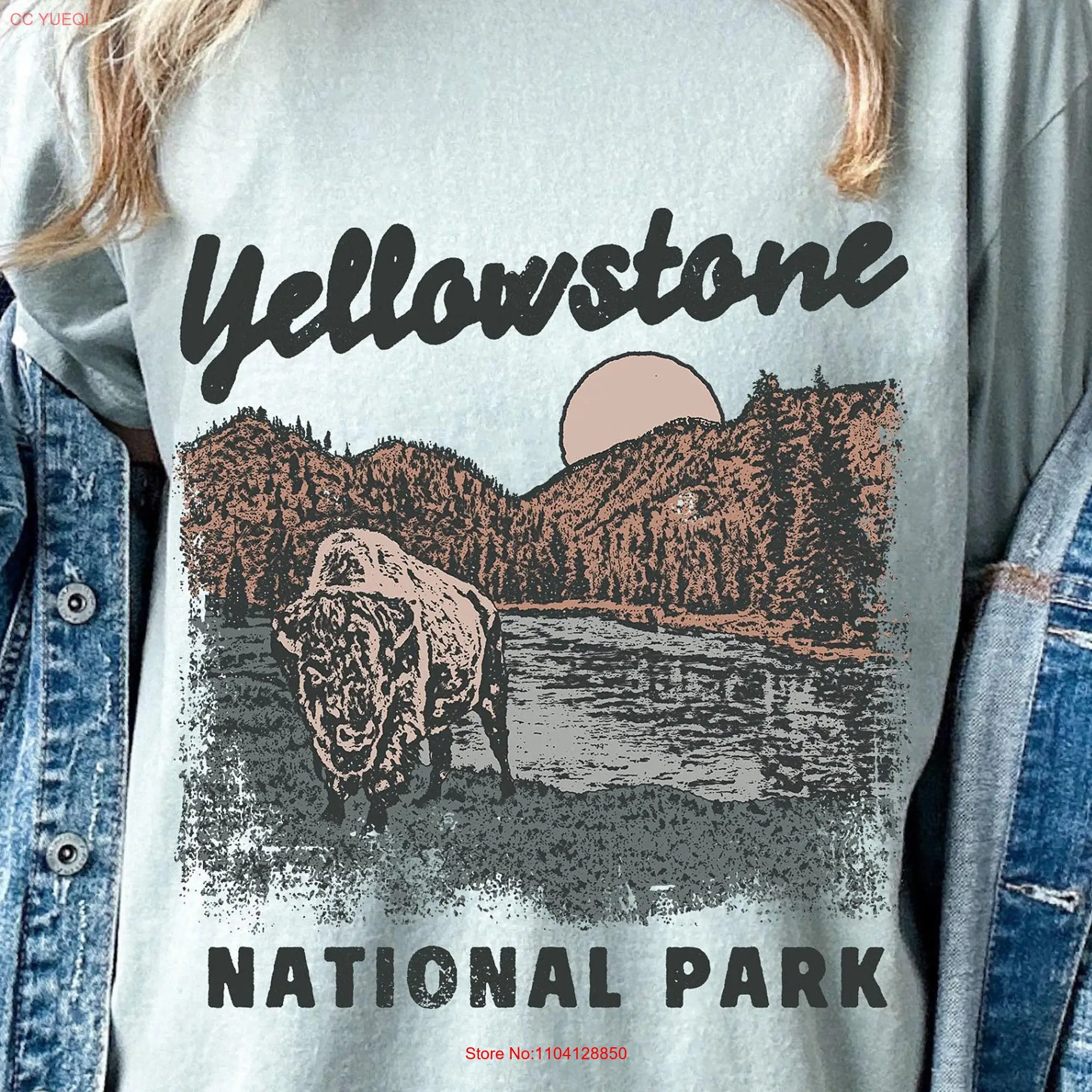 Yellowstone National Park Oversized T Shirt Comfort Colors For Women Boho Camping Nature long or short sleeves