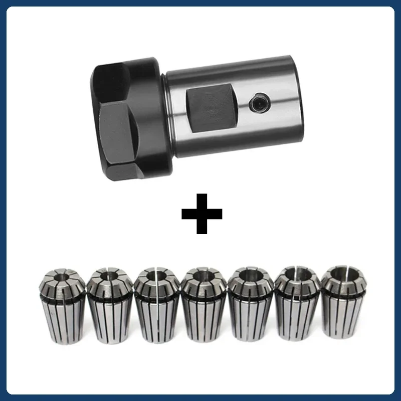 ER11 Collet Set 7PCS + Motor Unner Diameter Extension Rod ER11 Chuck Holder Milling Spring Shaft For CNC Lathe Tools Engraving