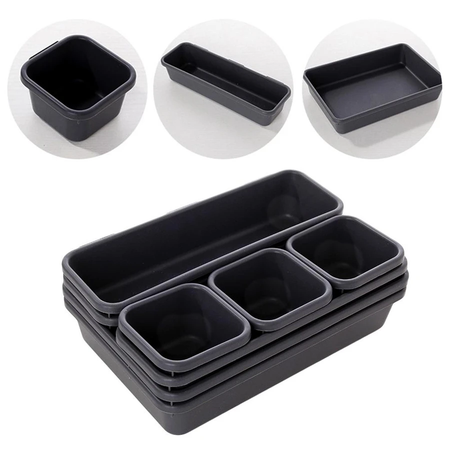 Organizer Box Trays Home Office Storage Kitchen Bathroom Closet Desk Box Drawer Organization Tray Cutlery Stationery White