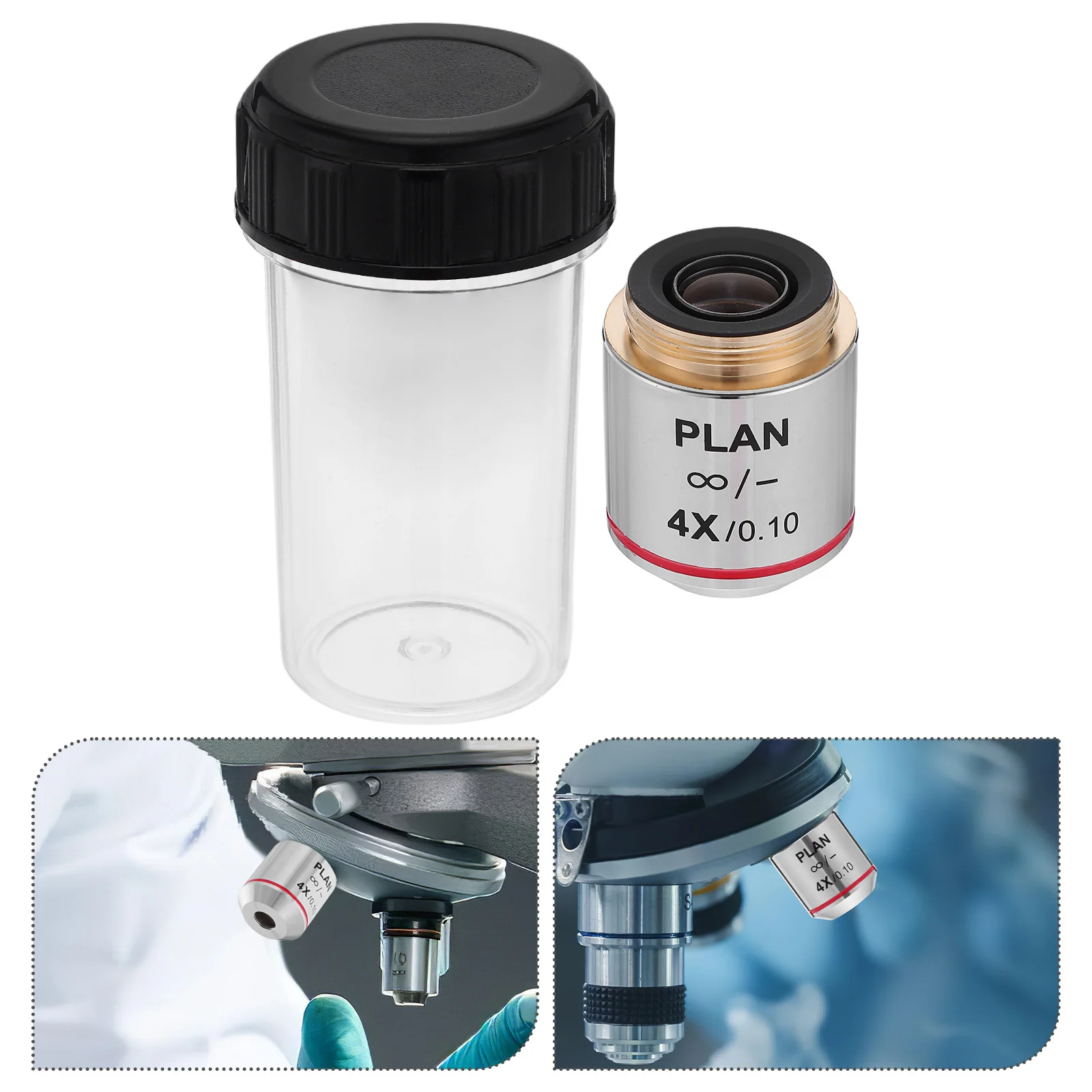 

Scientific Biological Microscope Objective Lenses 10x 20x 40x 100x High Resolution for Lab and Educational Use